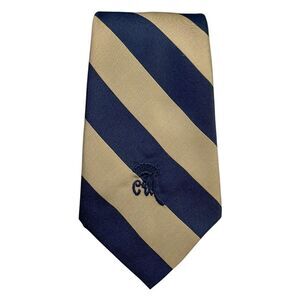 VINTAGE WOOLF BROTHERS COUNTESS MARA TIE Navy Blue and Brown, PREOWNED